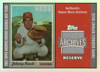 2002 Topps Archives Reserve - Uniform Relics #TRR-JBU Johnny Bench Front