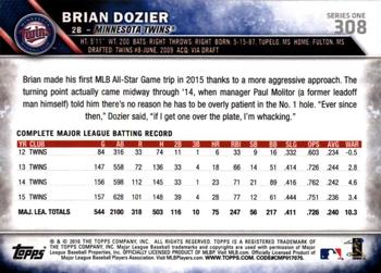 2016 Topps - Limited #308 Brian Dozier Back