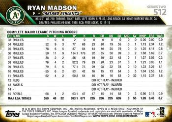 2016 Topps - Limited #512 Ryan Madson Back
