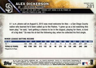 2016 Topps Mini #281 Alex Dickerson Back