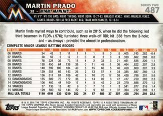 2016 Topps Mini #487 Martin Prado Back