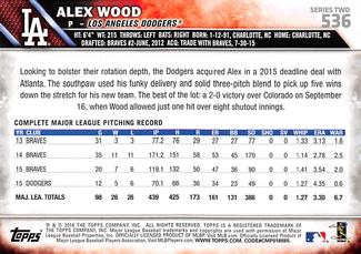 2016 Topps Mini #536 Alex Wood Back