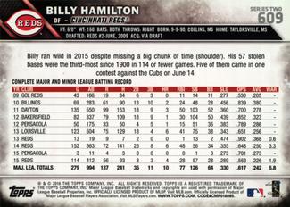 2016 Topps Mini #609 Billy Hamilton Back