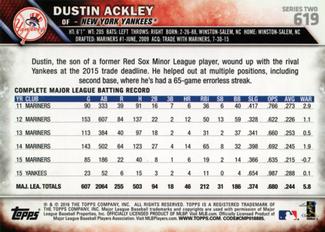 2016 Topps Mini #619 Dustin Ackley Back
