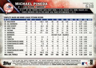 2016 Topps Mini #638 Michael Pineda Back