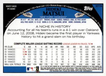2009 Topps New York Yankees World Series #NYY4 Hideki Matsui Back