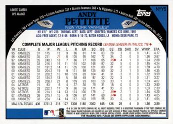 2009 Topps New York Yankees World Series #NYY5 Andy Pettitte Back