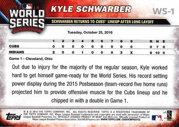 2016 Topps Chicago Cubs World Series Champions Box Set #WS-1 Kyle Schwarber Back