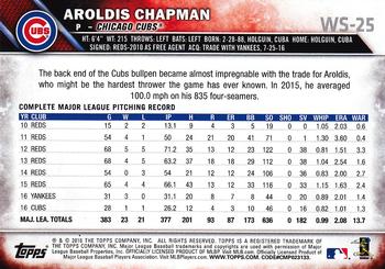 2016 Topps Chicago Cubs World Series Champions Box Set #WS-25 Aroldis Chapman Back