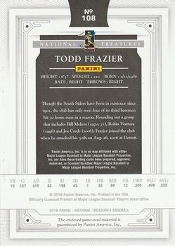 2016 Panini National Treasures #108 Todd Frazier Back