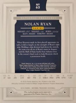 2016 Panini National Treasures #63 Nolan Ryan Back