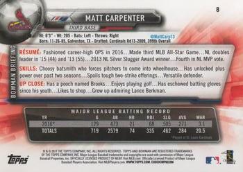 2017 Bowman #8 Matt Carpenter Back