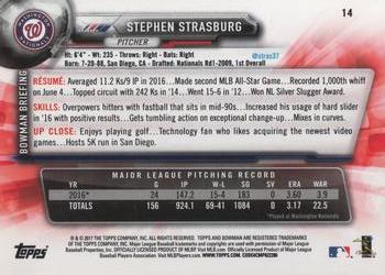 2017 Bowman #14 Stephen Strasburg Back
