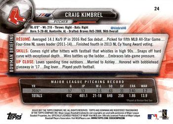 2017 Bowman #24 Craig Kimbrel Back