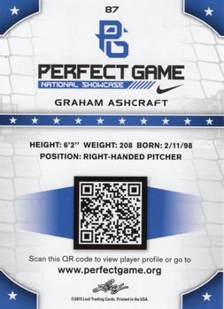 2015 Leaf Perfect Game National Showcase #87 Graham Ashcraft Back