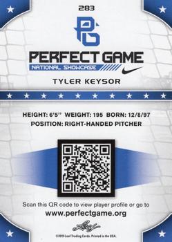 2015 Leaf Perfect Game National Showcase #283 Tyler Keysor Back