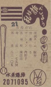 1963 Marusho Flag Back Menko (JCM 13c) #2071095 Katsumi Fujimoto Back