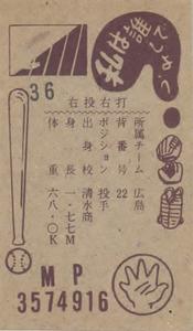 1963 Marusho Flag Back Menko (JCM 13c) #3574916 Kiyoshi Oishi Back