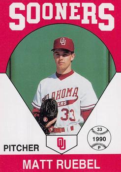 1990 Oklahoma Sooners #18 Matt Ruebel Front