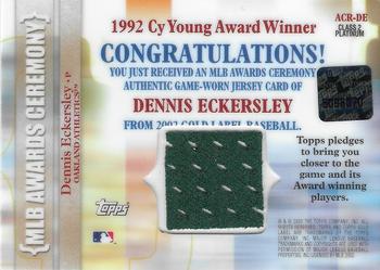 2002 Topps Gold Label - MLB Awards Ceremony Relics Class 2 Platinum #ACR-DE Dennis Eckersley Back