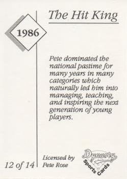 1992 Dynasty Sports Cards The Hit King #12 Pete Rose Back