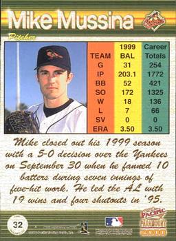 2000 Pacific Paramount #32 Mike Mussina Back