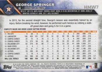 2016 Topps Holiday #HMW7 George Springer Back