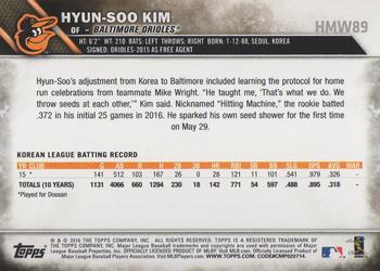 2016 Topps Holiday #HMW89 Hyun-Soo Kim Back