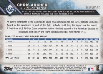 2016 Topps Holiday #HMW160 Chris Archer Back