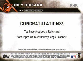 2016 Topps Holiday - Relics #R-JR Joey Rickard Back