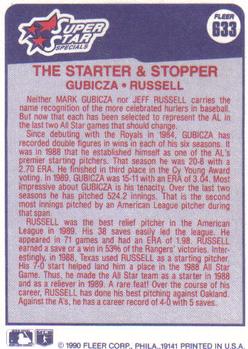 1990 Fleer #633 Starter & Stopper (Mark Gubicza / Jeff Russell) Back