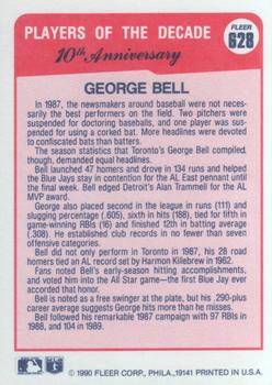 1990 Fleer #628 George Bell Back