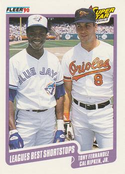 1990 Fleer #634 Leagues Best Shortstops (Tony Fernandez / Cal Ripken, Jr.) Front