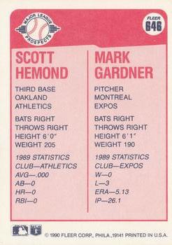 1990 Fleer #646 Scott Hemond / Mark Gardner Back
