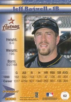 2000 Pacific Prism #62 Jeff Bagwell Back
