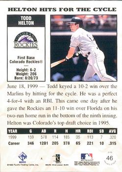 2000 Pacific Private Stock #46 Todd Helton Back