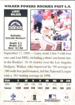 2000 Pacific Private Stock #49 Larry Walker Back