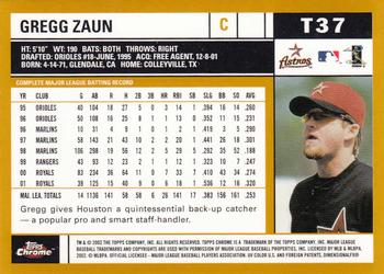 2002 Topps Traded & Rookies - Chrome #T37 Gregg Zaun Back
