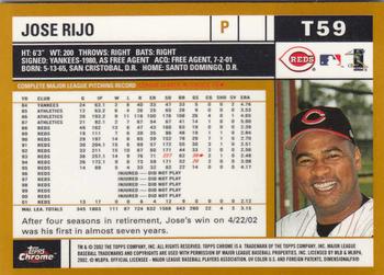 2002 Topps Traded & Rookies - Chrome #T59 Jose Rijo Back