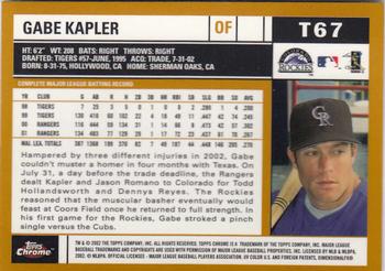 2002 Topps Traded & Rookies - Chrome #T67 Gabe Kapler Back