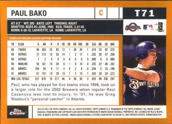 2002 Topps Traded & Rookies - Chrome #T71 Paul Bako Back