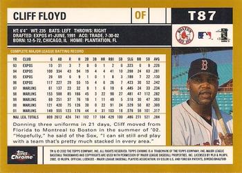2002 Topps Traded & Rookies - Chrome #T87 Cliff Floyd Back