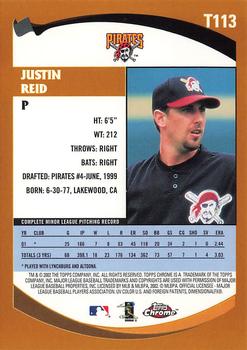 2002 Topps Traded & Rookies - Chrome #T113 Justin Reid Back