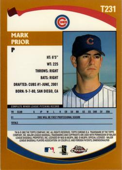 2002 Topps Traded & Rookies - Chrome #T231 Mark Prior Back