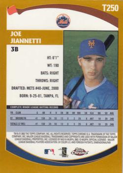 2002 Topps Traded & Rookies - Chrome #T250 Joe Jiannetti Back