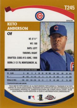 2002 Topps Traded & Rookies - Chrome Refractors #T245 Keto Anderson  Back