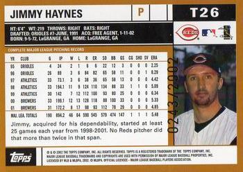 2002 Topps Traded & Rookies - Gold #T26 Jimmy Haynes  Back