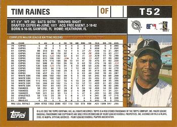 2002 Topps Traded & Rookies - Gold #T52 Tim Raines  Back