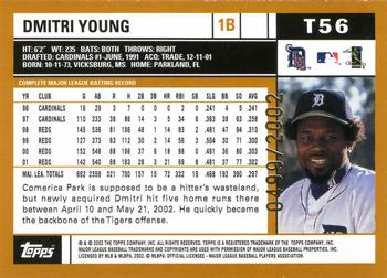 2002 Topps Traded & Rookies - Gold #T56 Dmitri Young  Back