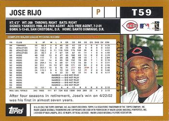 2002 Topps Traded & Rookies - Gold #T59 Jose Rijo  Back